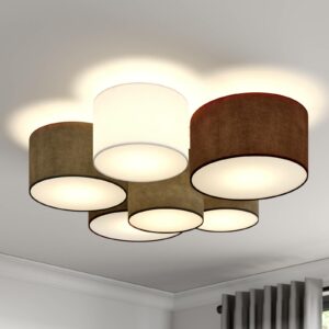 Lindby Laurenz loftlampe, 6 lyskilder, grå, brun
