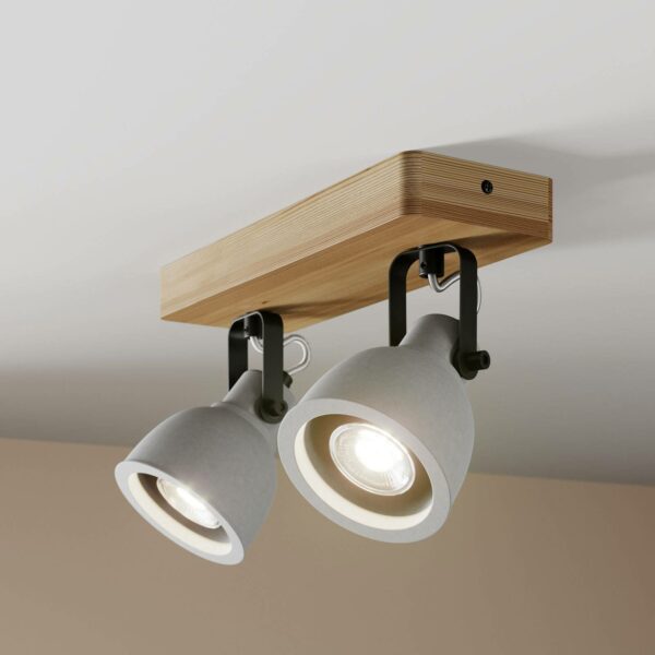 Lindby Mirka LED-loftlampe, fyrretræ, 2 lyskilder