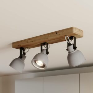 Lindby Mirka LED-loftlampe, fyrretræ, 3 lyskilder