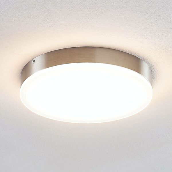 Lindby Leonta LED-loftlampe, nikkel, Ø 25 cm