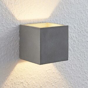Lindby Nellie LED-væglampe, beton, bredde 11,5 cm