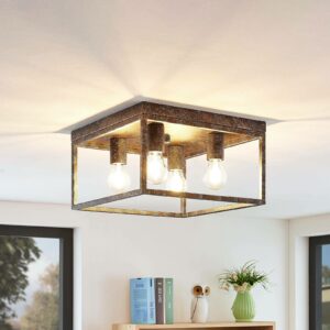 Lindby Lejus loftlampe, 4 lyskilder, rustfarvet