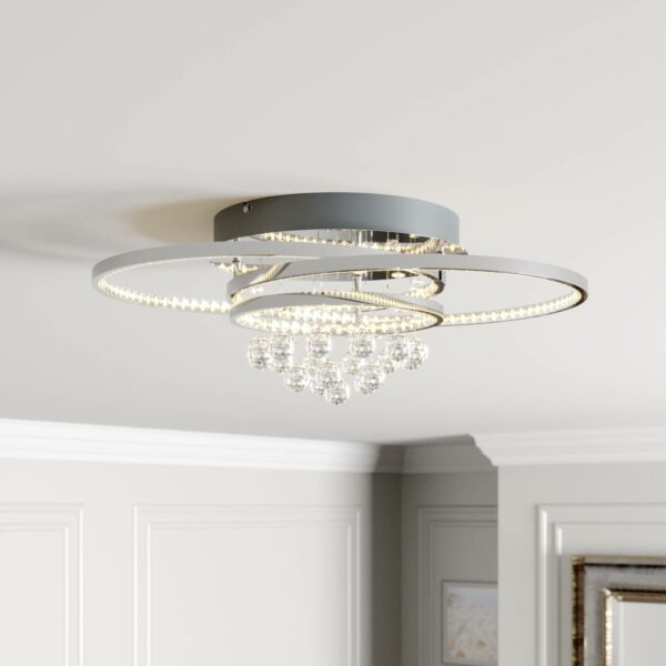 Lucande Keely LED-loftlampe krystal, 56,5 cm