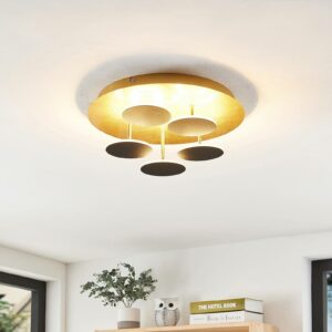 Lindby Casni LED-loftlampe, sort-guld
