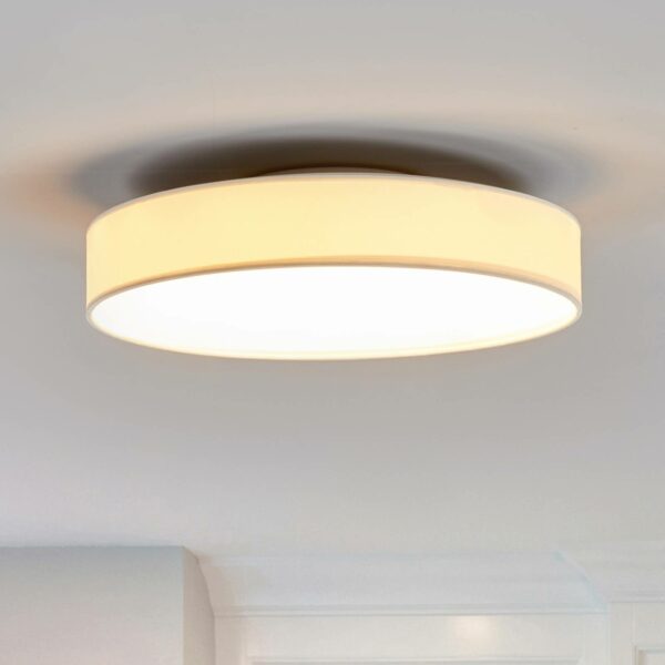 Saira LED-loftlampe med stof, 40 cm, hvid