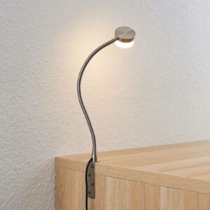 Lindby Gentjana LED-bordlampe, satineret nikkel
