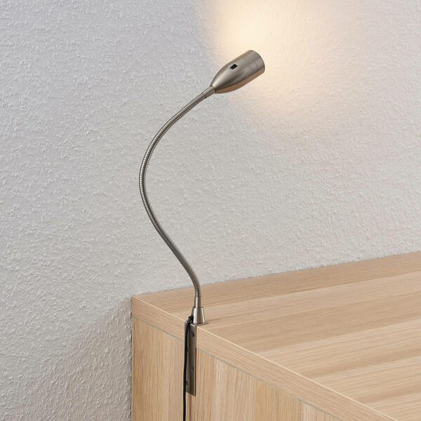 Lindby Ammara LED-bordlampe, satineret nikkel