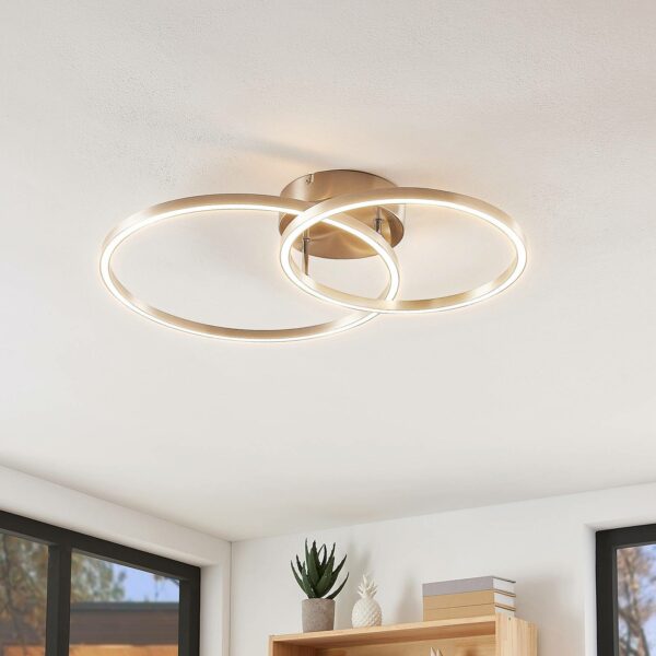 Lindby Sarafia LED-loftlampe af to ringe
