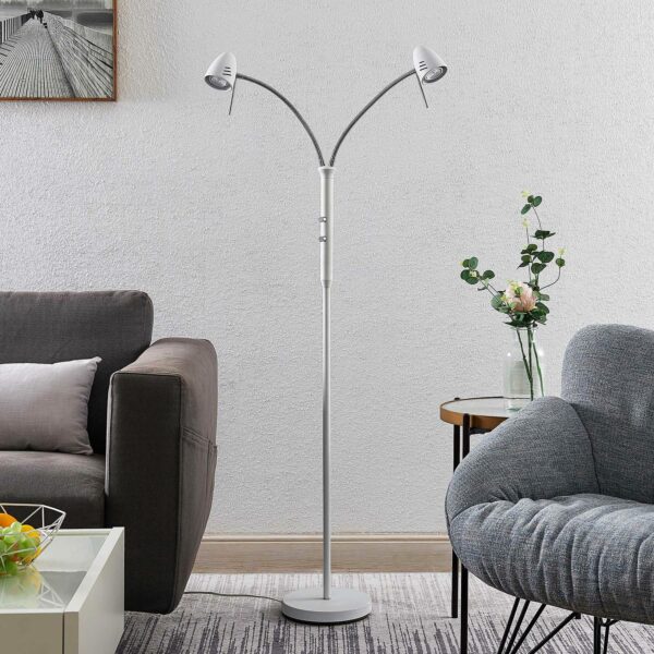 Lindby Heyko LED-gulvlampe, dæmpbar, 2 lyskilder