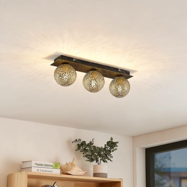 Lucande Evory loftlampe, kantet, 3 lyskilder