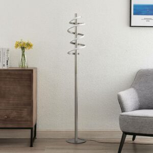 Lucande Milora LED-gulvlampe, satineret nikkel