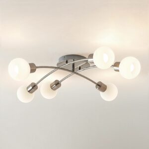 Lindby Agmar LED-loftlampe, nikkel, 6 lyskilder