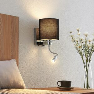 Lucande Brinja væglampe med LED-flexarm, sort
