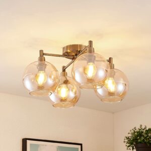 Lindby Brendan loftlampe, brunt glas, 4 lyskilder