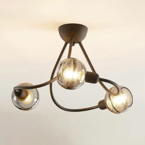 Lucande Ably loftlampe, røgglas, 3 lyskilder