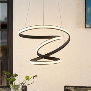 Lucande Sakina LED-hængelampe, sandet sort Ø 48 cm