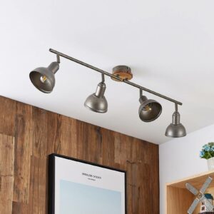 Lindby Nesrin loftlampe med træskive, 4 lyskilder