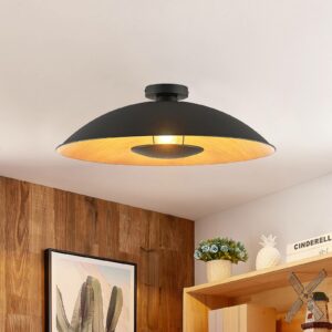 Lindby Entony loftlampe, sort, træfarvet