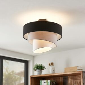 Lindby Coria loftlampe, sort og grå