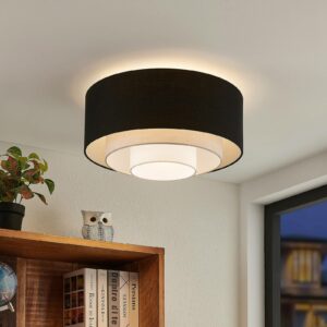 Lindby Ailany stof-loftlampe, sort, grå