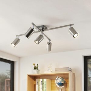 Lindby Joffrey loftlampe, 5 lyskilder, nikkel