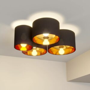 Lindby Laurenz loftlampe, 4 lyskilder, grå-guld