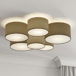 Lindby Laurenz loftlampe, 6 lyskilder, grå