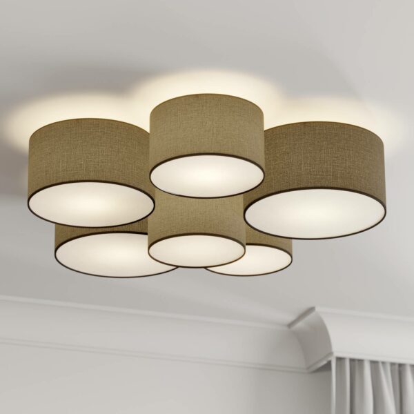 Lindby Laurenz loftlampe, 6 lyskilder, grå