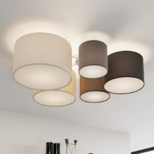 Lindby Laurenz loftlampe, 5 lk., 90 cm brun-beige