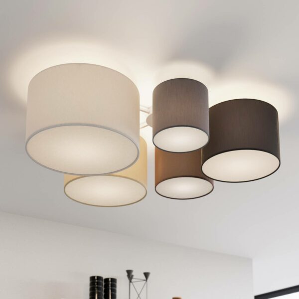Lindby Laurenz loftlampe, 5 lk., 90 cm brun-beige