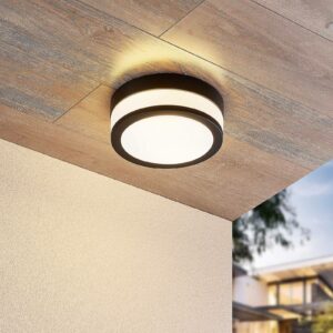 Lindby Flavi loftlampe til bad, Ø 23 cm, sort