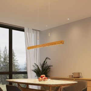 Lindby Alimara LED-hængelampe af træ, 98 cm