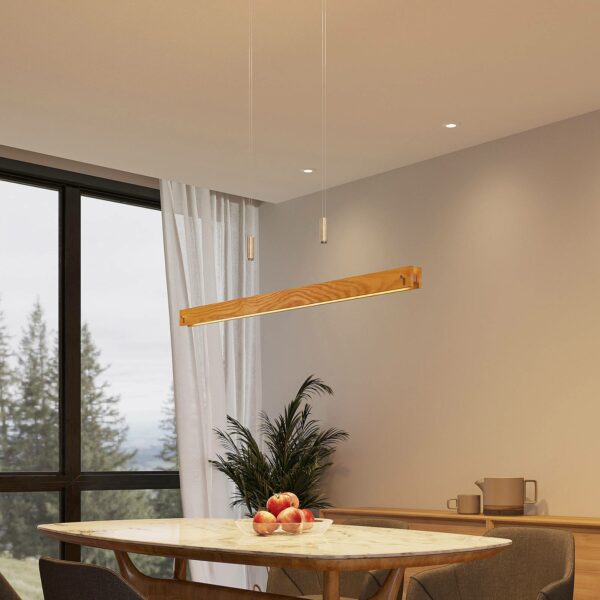 Lindby Alimara LED-hængelampe af træ, 98 cm