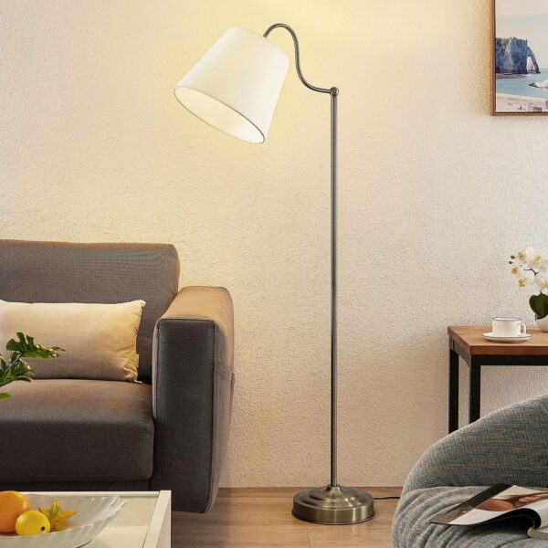 Lindby Christer gulvlampe messing, creme 150 cm