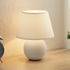 Lindby Calliota stof-bordlampe, rund, hvid