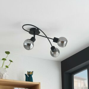 Lindby Elaina LED-loftlampe, 3 lk, lang, sort, røg