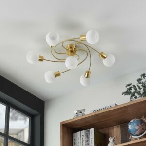 Lindby Ciala LED-loftlampe, 7 lyskilder, messing