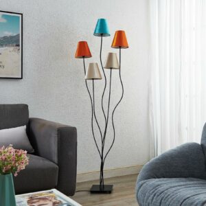 Lindby Komalie gulvlampe, 5 lyskilder, farverig