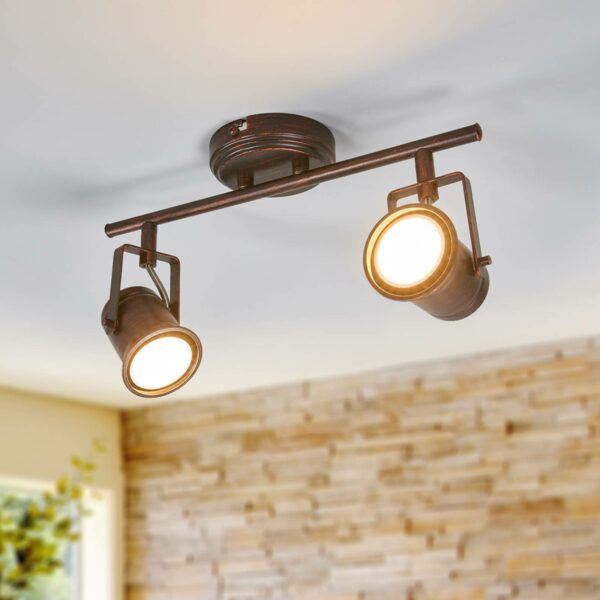 Cansu - LED loftlampe med 2 lyskilder, brun-guld