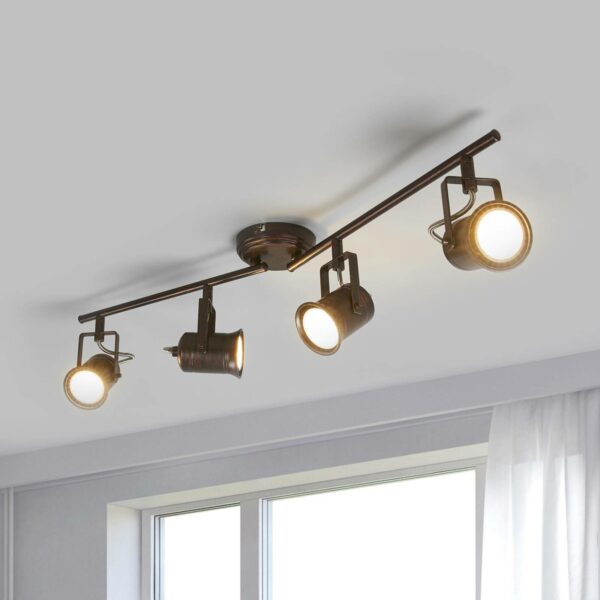 LED loftlampe, rustik stil, 4 lyskilder
