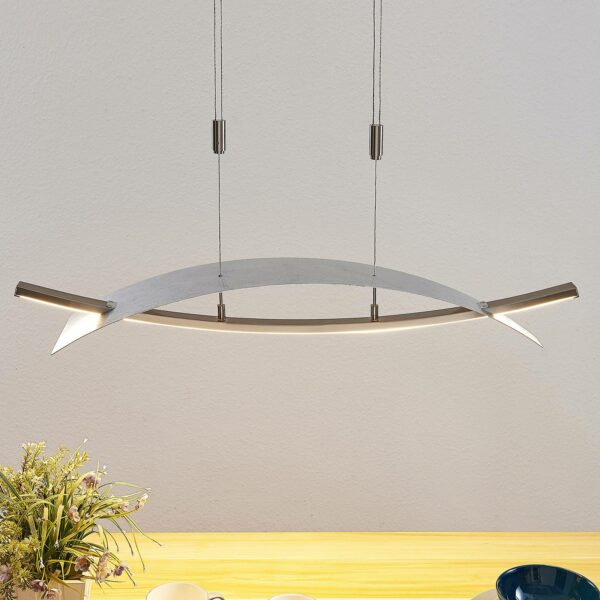 LED-hængelampe Marija, vandret panel, sølv