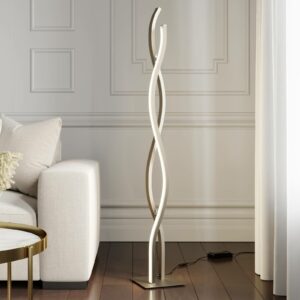 Lucande Mairia LED-gulvlampe, bølgeform, alu
