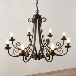 Lindby Scaleria lysekrone, 8 lyskilder, brun