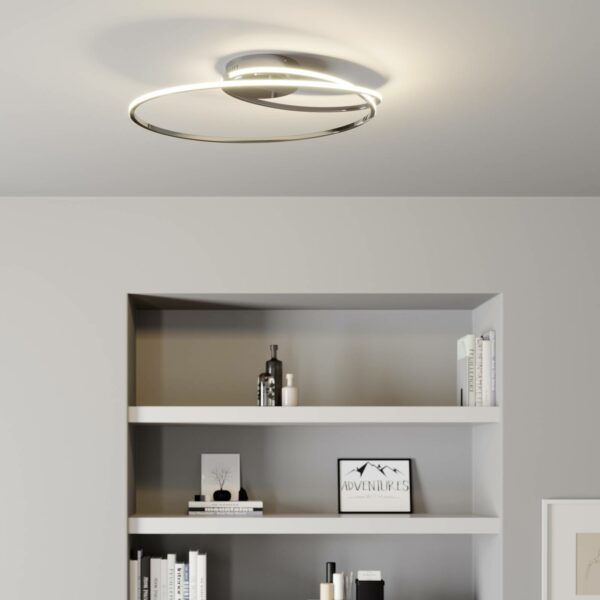 Lindby Xenias LED-loftlampe, krom, 60 x 35 cm