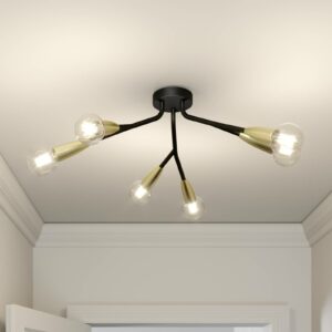 Lucande Carlea loftlampe, 6 lysk., sort-messing