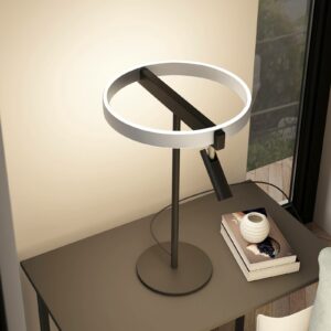 Lucande Matwei LED-bordlampe, ringformet, nikkel