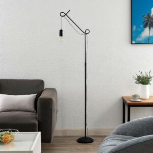 Lucande Jorna gulvlampe i sort, gråt kabel