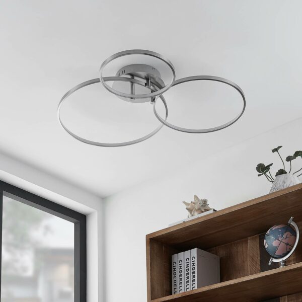 Lindby Rayk LED-loftlampe, satineret nikkel