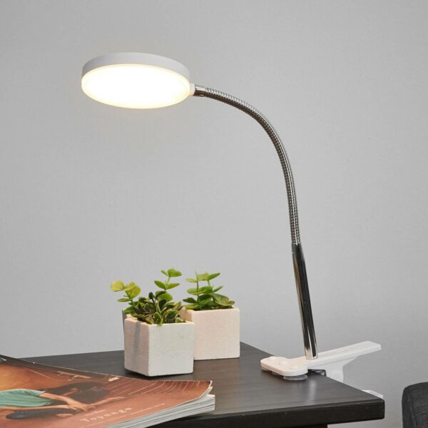 Klemme-bordlampe Milow med LED og fleksarm