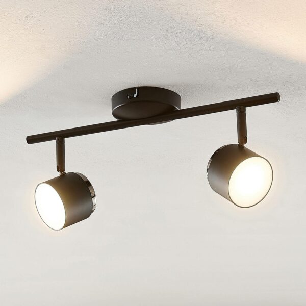 Lindby Marrie LED-spot, sort, 2 lyskilder, stang